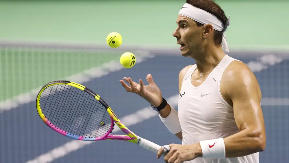 Nadal, durante un entrenamiento en el Martín Carpena