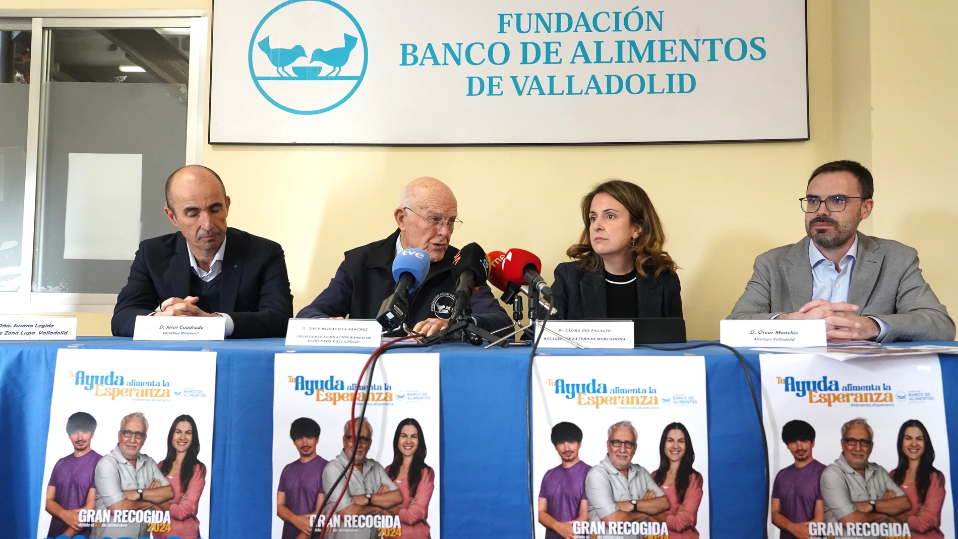 El presidente del Banco de Alimentos de Valladolid, Jesús Mediavilla, presenta la campaña de la Gran Recogida de la asociación mediante donación en caja, que se celebra entre el 22 de noviembre y el 1 de diciembre de 2024.
