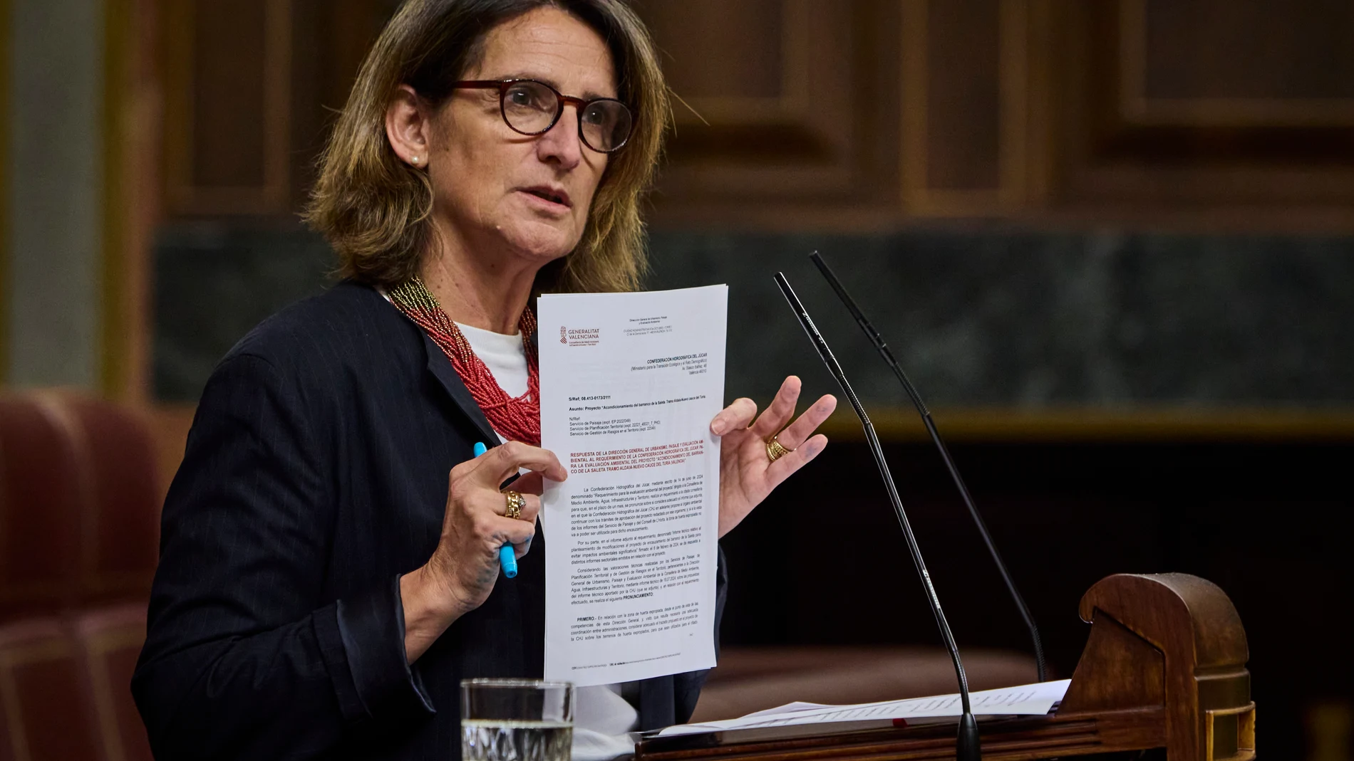 Comparecencia de la vicepresidenta tercera del Gobierno y ministra para la Transición Ecológica y el Reto Demográfico,Teresa Ribera, para dar cuenta de la gestión del Gobierno en relación con la DANA que ha afectado a diferentes provincias, entre otros asuntos. © Alberto R. Roldán / Diario La Razón. 20 11 2024