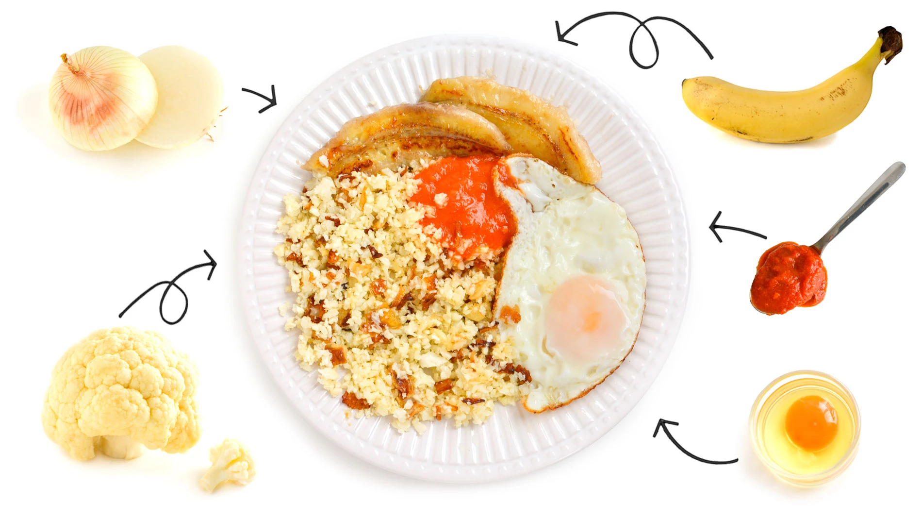 Ingredientes para hacer arroz de coliflor