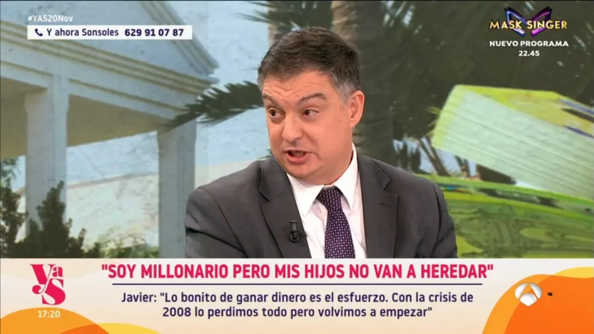 Javier, en "Y ahora sonsoles": “No dejaré herencia, quiero hijos preparados, no ricos”