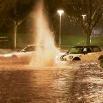 Rotonda inundada en Santiago de Compostela.