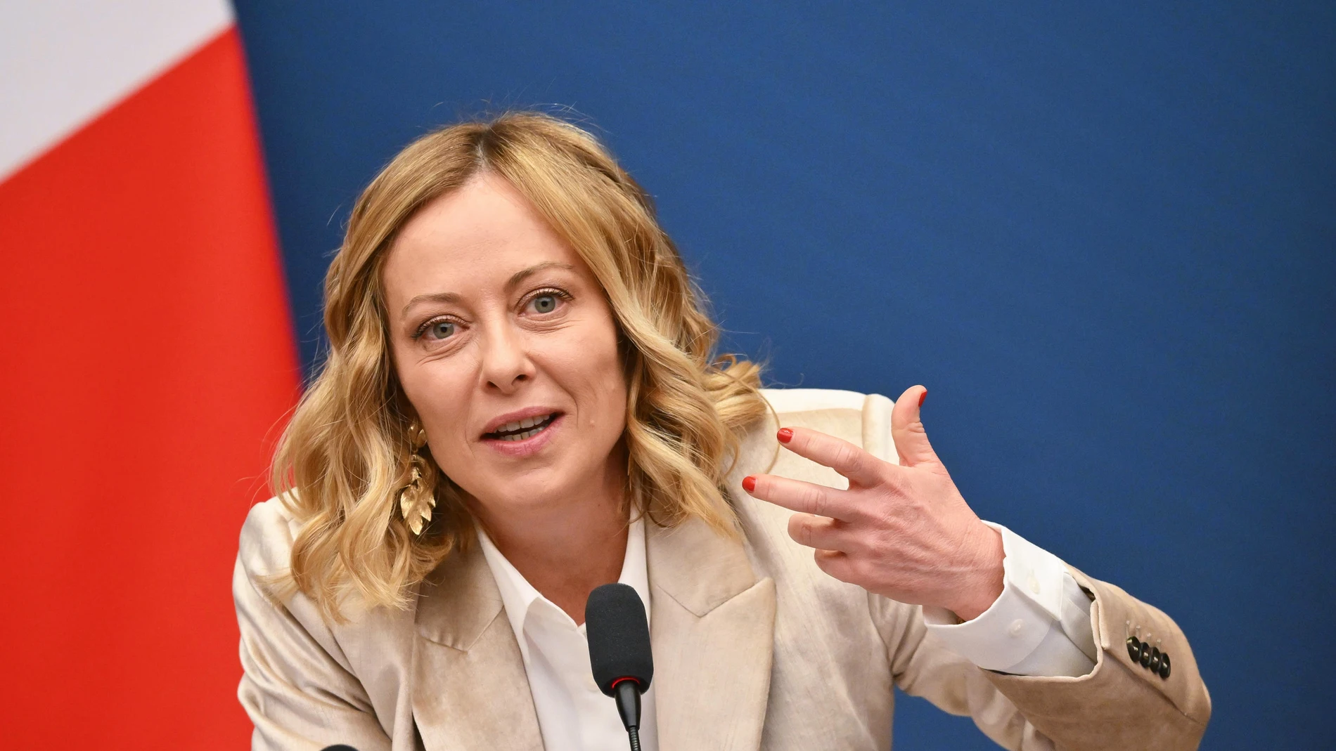 Rome (Italy), 09/01/2025.- Italian Prime Minister Giorgia Meloni speaks during the end-of-year press conference, in Rome, Italy, 09 January 2025. (Italia, Roma) EFE/EPA/ALESSANDRO DI MEO