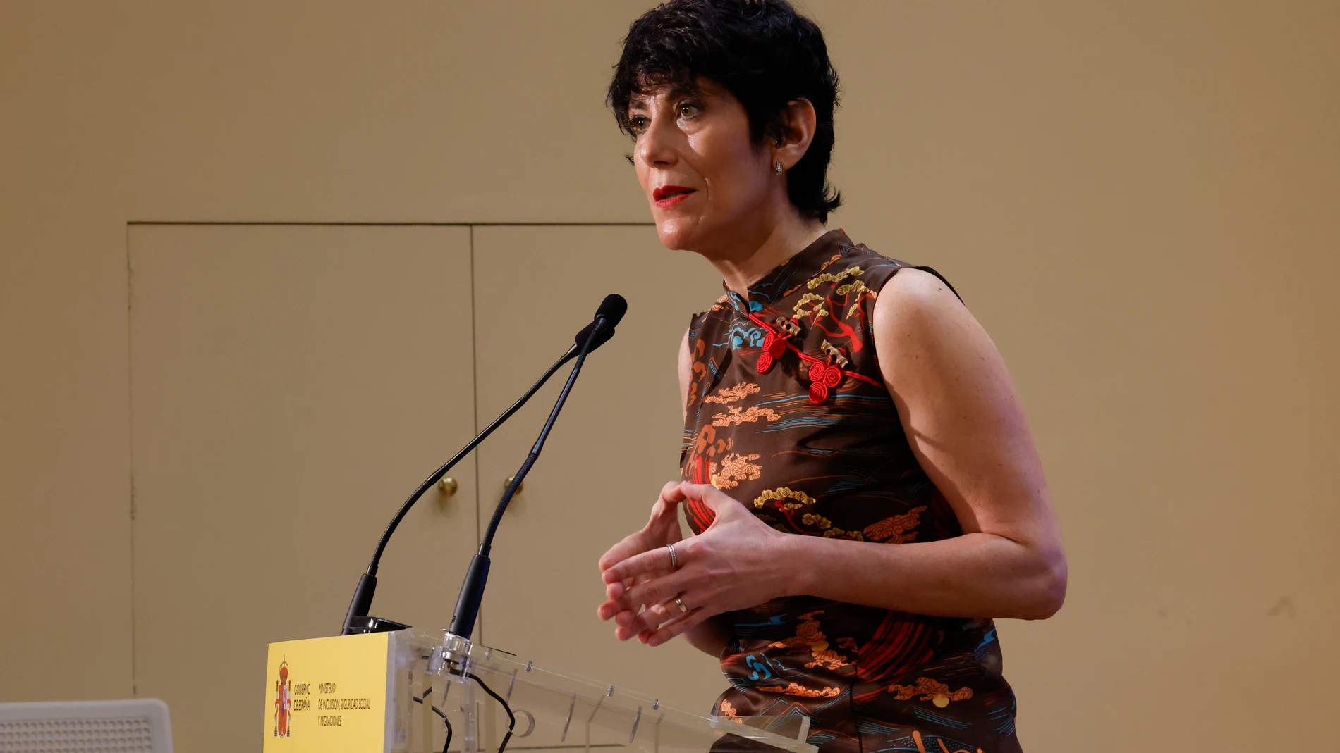 MADRID, 09/01/2025.- La ministra de Inclusión, Seguridad Social y Migraciones, Elma Saiz, hace balance de la gestión del ministerio en 2024 y anuncia los hitos en que se va a desarrollar su acción en 2025 en las tres áreas de su cartera. EFE/Javier Lizón