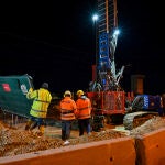 Obras nocturnas del AVE en la ciudad de Palencia