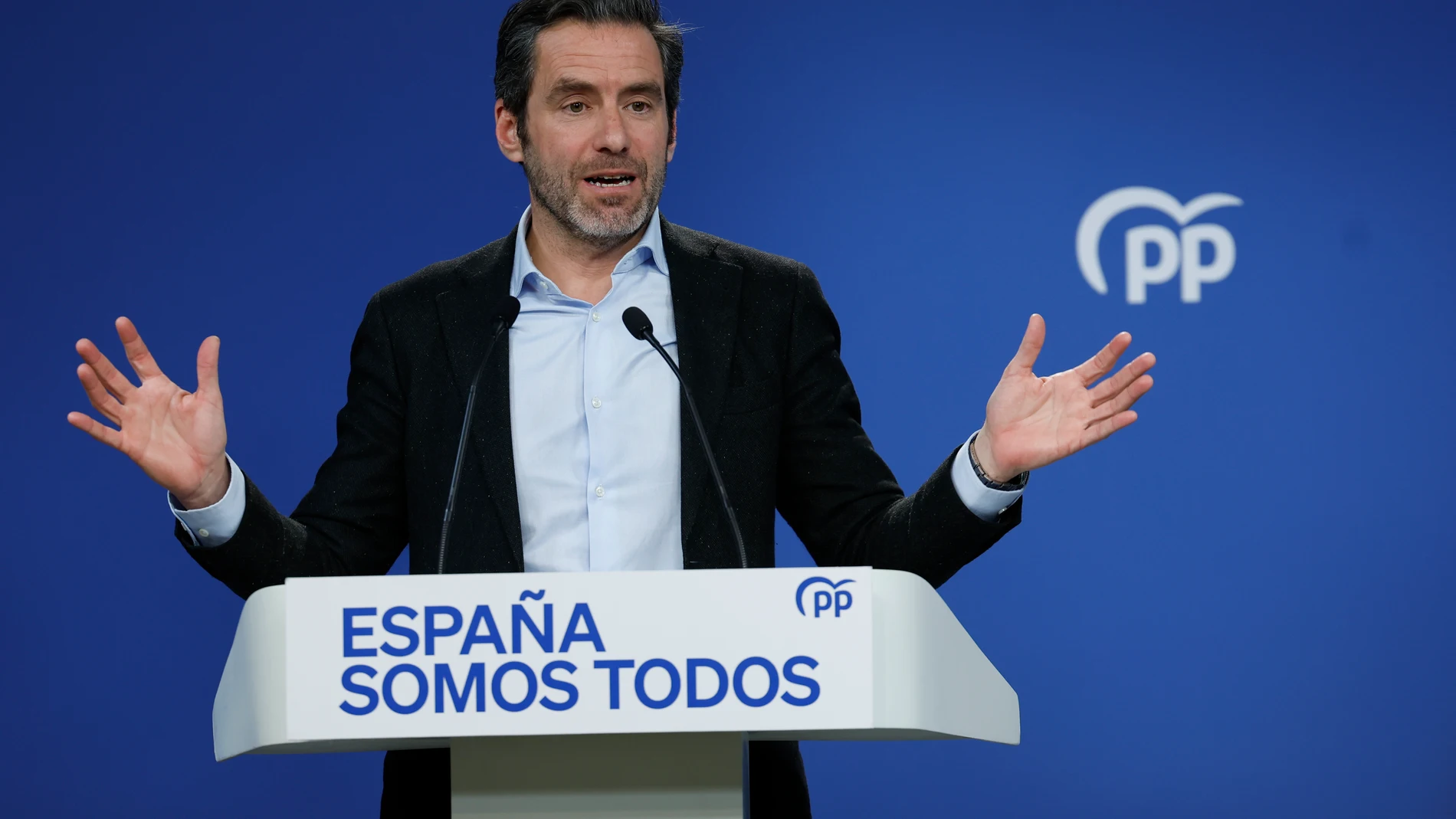 MADRID, 13/01/2025.- El vicesecretario Cultura y portavoz del PP, Borja Sémper, durante la rueda de prensa posterior a la reunión del Comité de Dirección del partido este lunes en Madrid. EFE/ Javier Lizon