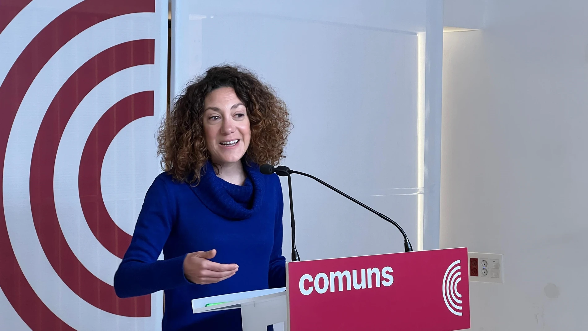 La portavoz de los Comuns, Aina Vidal, en una rueda de prensa desde la sede del partido EUROPA PRESS 13/01/2025