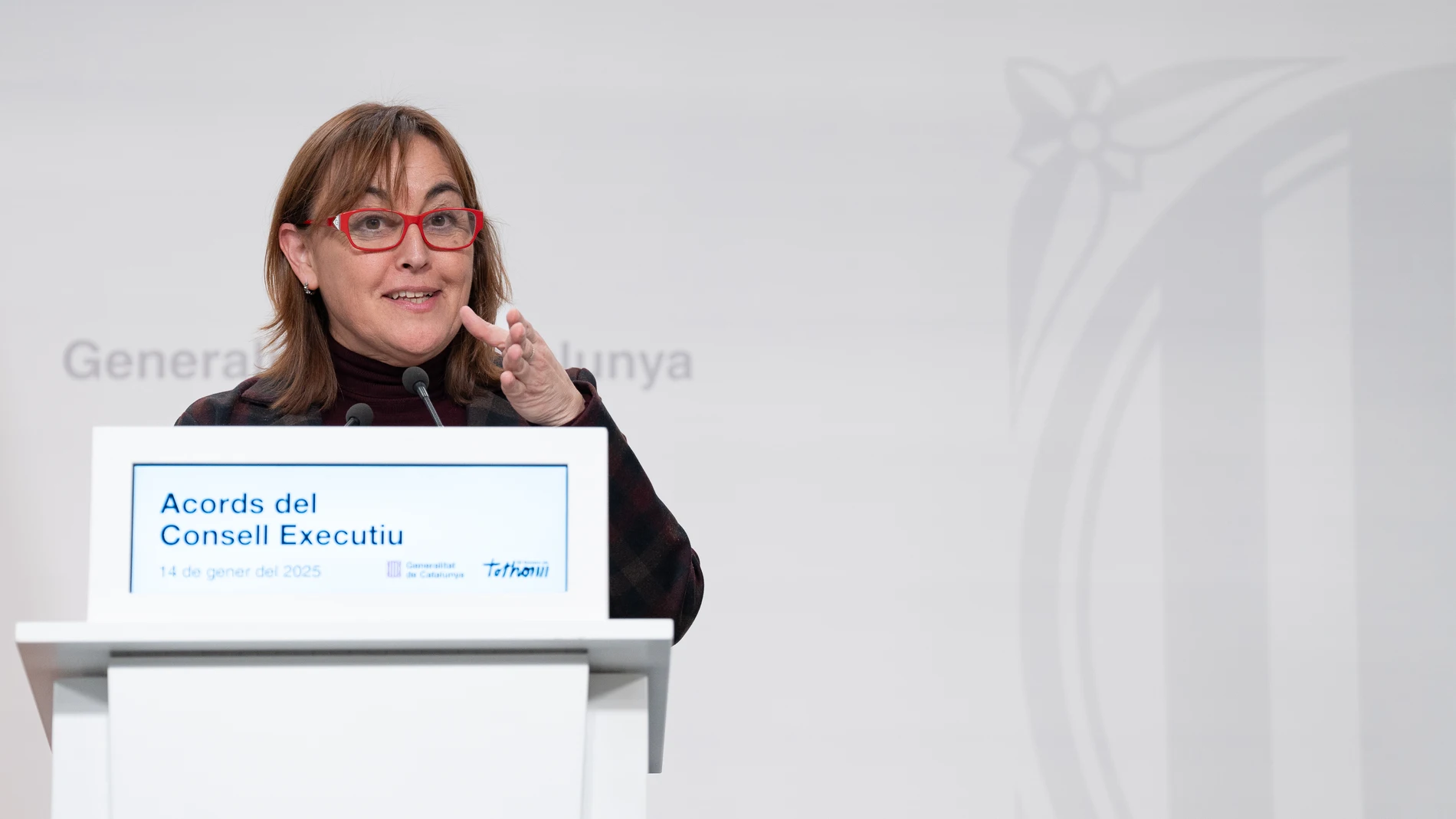 La consejera de Territorio, Vivienda y Transición Ecológica, y portavoz del Govern, Silvia Paneque, informa durante una rueda de prensa de los acuerdos que ha adoptado el Consell Executiu tras la reunión celebrada por la mañana, a 14 de enero de 2025, en Barcelona, Catalunya (España). 14 ENERO 2025;GOVERN;PANEQUE;SILVIA;INFORMA;RUEDA DE PRENSA;ACUERDOS David Zorrakino / Europa Press 14/01/2025