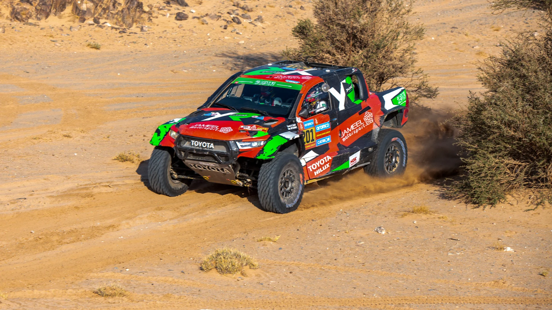 Yazeed Al Rajhi, con su Toyota durante el Dakar 2025