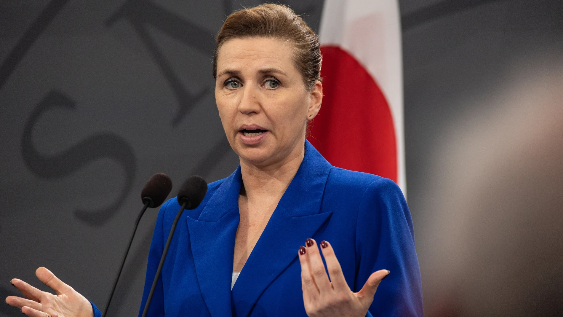 January 10, 2025, Copenhagen, Copenhagen, Denmark: Prime Minister Mette Frederiksen speaks during a joint press conference with Chair of Naalakkersuisut Múte B. Egede on January 10 in the Mirror Hall at the Prime Minister's Office Europa Press/Contacto/Kristian Tuxen Ladegaard Ber 10/01/2025 ONLY FOR USE IN SPAIN