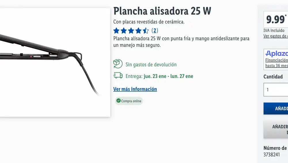 Plancha alisadora Lidl