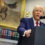 US President Donald Trump delivers remarks on AI Infrastructure in Washington, DC
