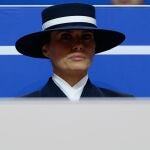First lady Melania Trump looks on during an indoor inauguration parade at the Capitol One Arena in Washington, DC, USA, 20 January 2025. 