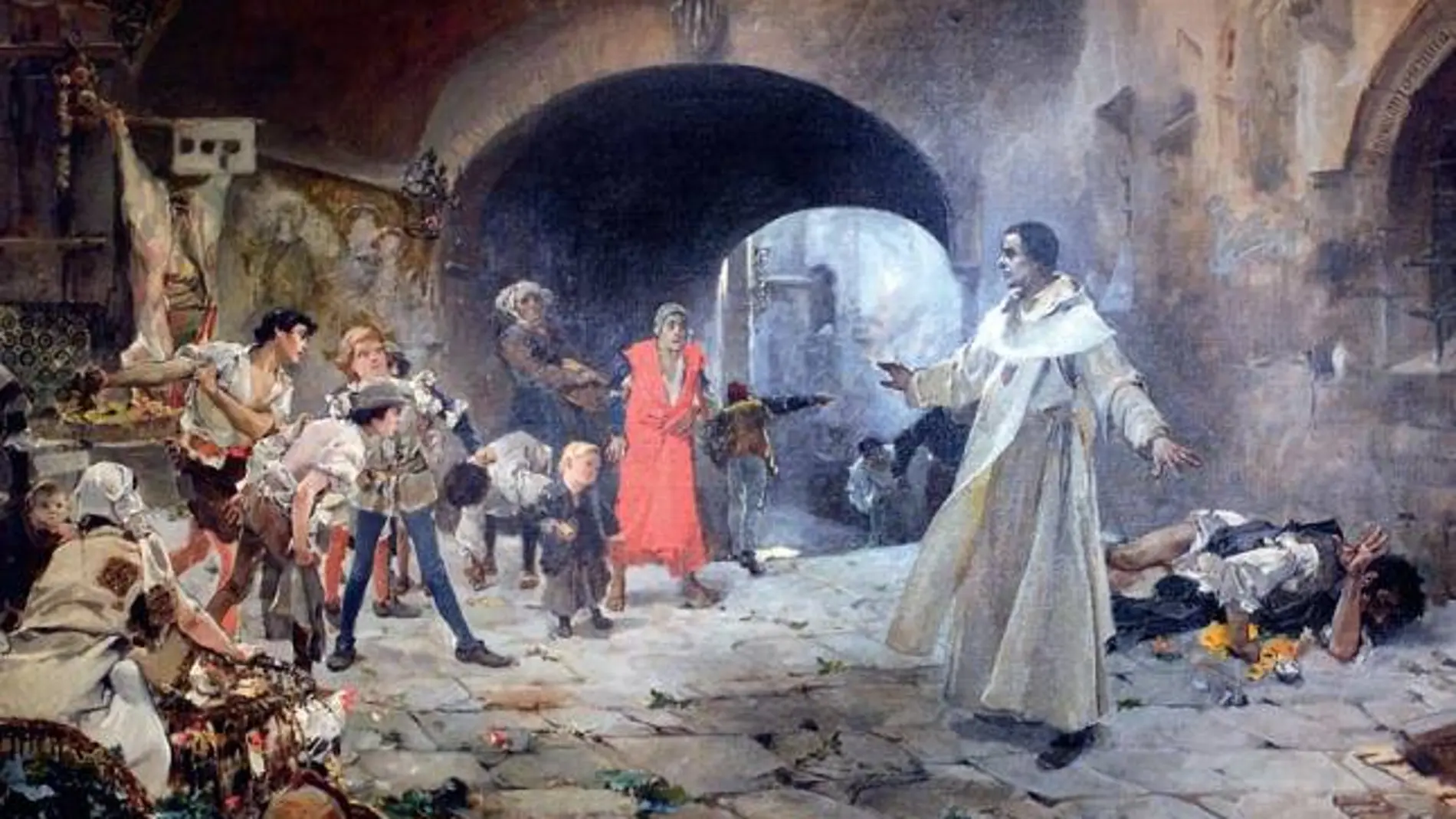 Sorolla pintó al padre Jofré defendiendo a un demente en las calles de Valencia
