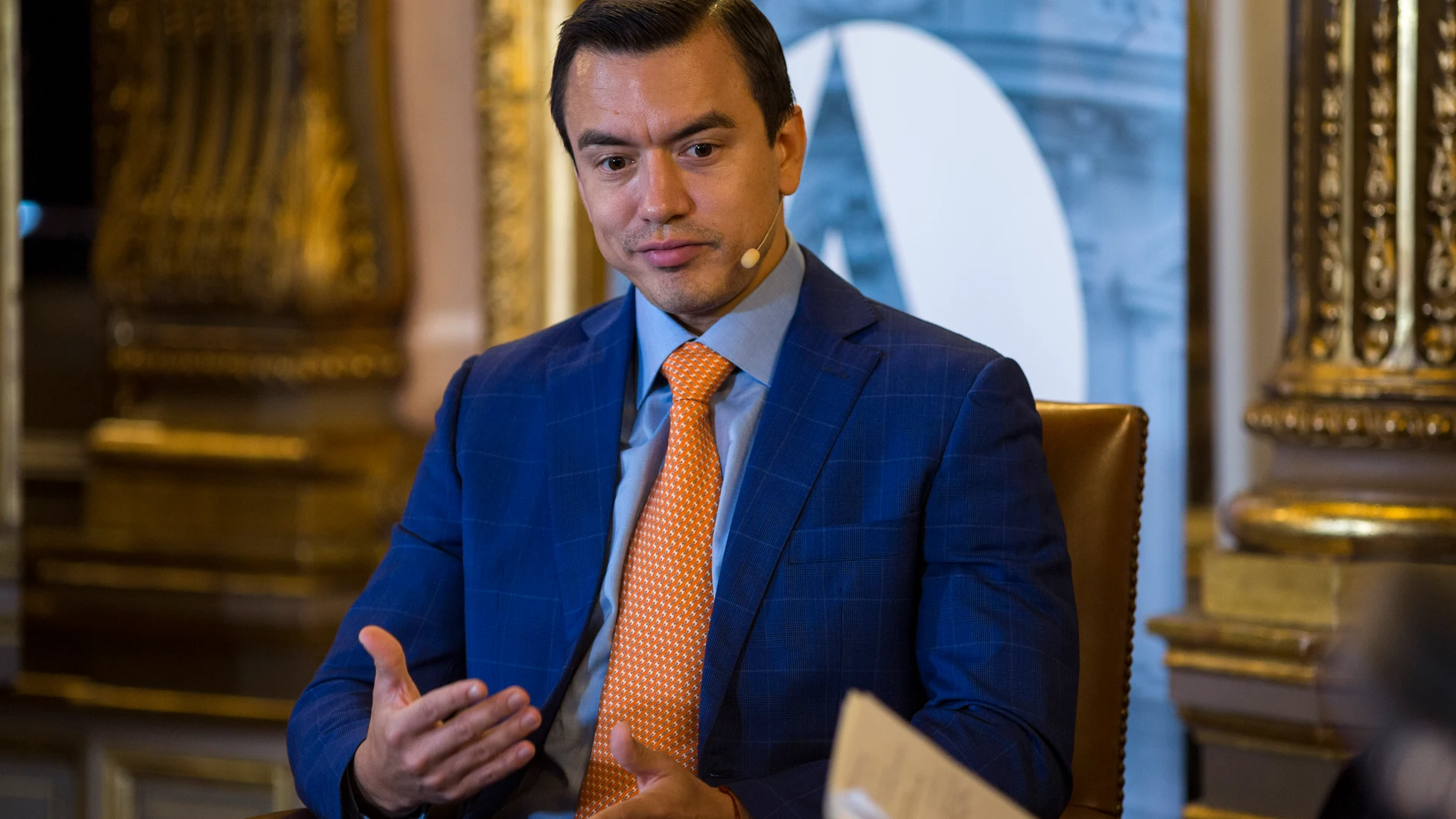 (Foto de ARCHIVO) May 17, 2024, Madrid, Madrid, Spain: DANIEL NOBOA, president of Ecuador during an interview with the media, at Casa America in Madrid..The president of Ecuador, Daniel Noboa, culminates in Madrid, a tour of Europe, where he visited the Vatican, Italy and France. Europa Press/Contacto/Luis Soto 17/05/2024 ONLY FOR USE IN SPAIN