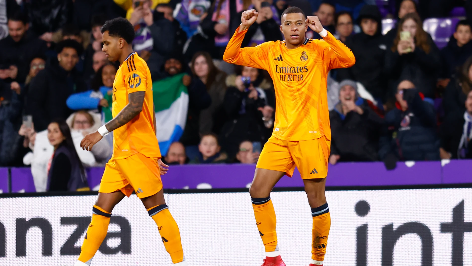 Kylian Mbappe of Real Madrid celebrates a goal during the Spanish League, LaLiga EA Sports, football match played between Real Valladolid CF and Real Madrid at Jose Zorrilla on January 25, 2025, in Valladolid, Spain. AFP7 25/01/2025 ONLY FOR USE IN SPAIN