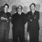 De izq. a der., Julio Ruiz de Alda, Alfonso García-Valdecasas y José Antonio Primo de Rivera