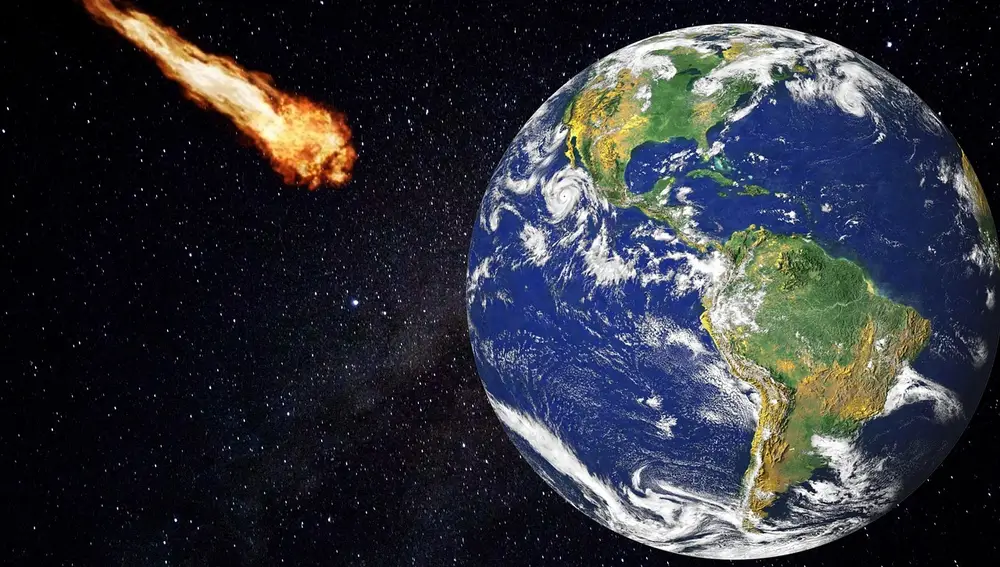Meteorito impactando en La Tierra