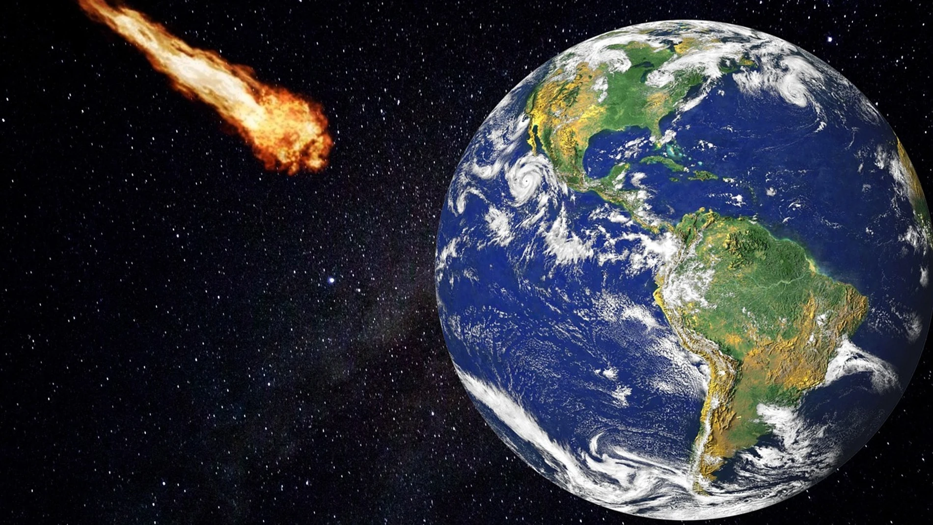 Meteorito impactando en La Tierra
