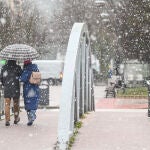 La nieve dificulta el tráfico en carreteras de Burgos y deja una capa blanca en la capital