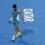 Alcaraz, durante su partido en cuartos de Doha ante Lehecka