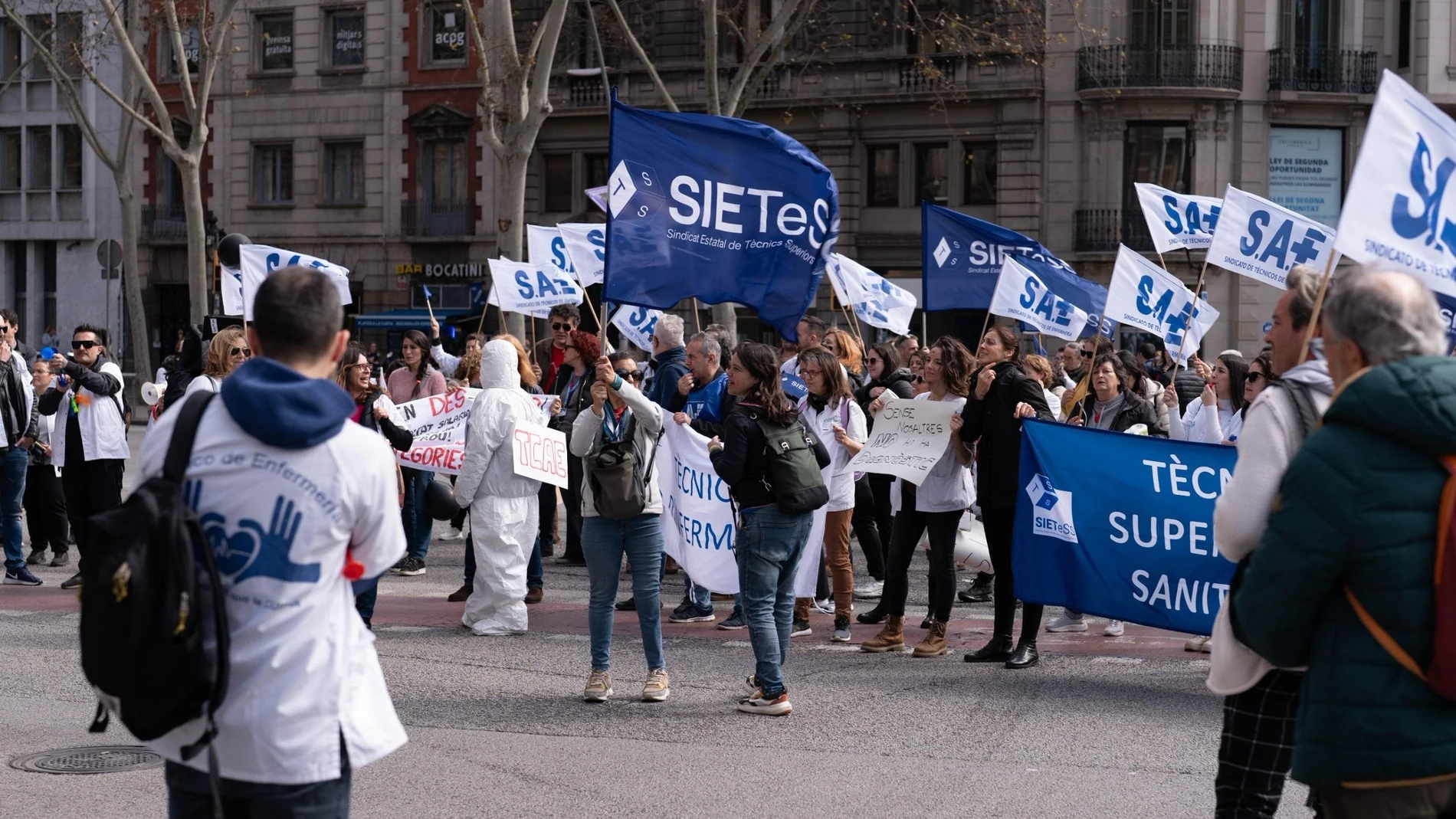 Miembros del Sietess durante la huelga, que se ha suspendido temporalmente. REMITIDA / HANDOUT por SUSANA HENAO - SIETESS Fotografía remitida a medios de comunicación exclusivamente para ilustrar la noticia a la que hace referencia la imagen, y citando la procedencia de la imagen en la firma 04/03/2025