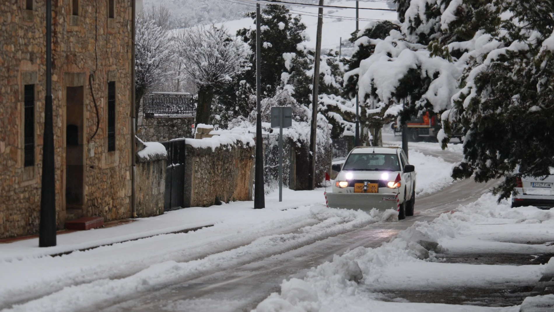 Nieve en la localidad soriana de Abéjar