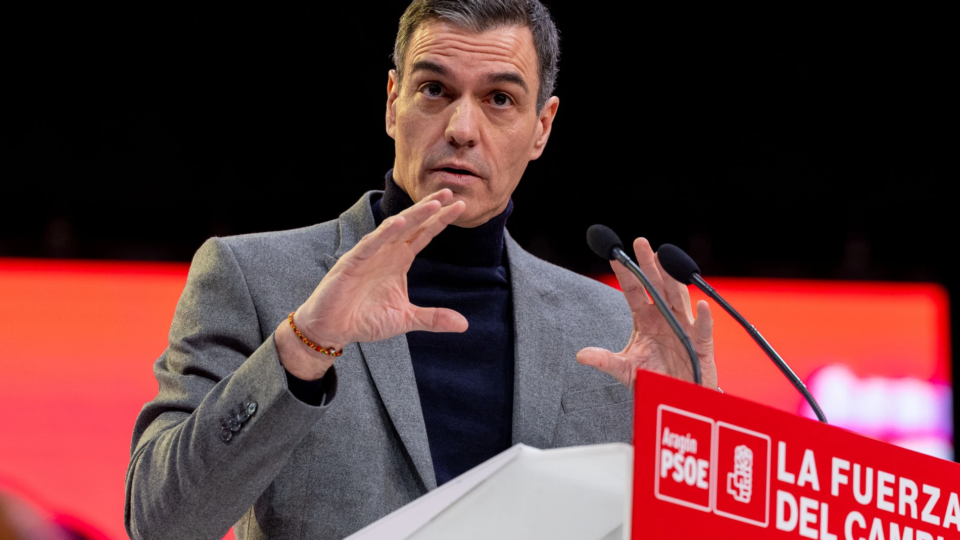 El secretario general del PSOE y presidente del Gobierno, Pedro Sánchez, clausura este domingo en Zaragoza del congreso general del partido en Aragón.