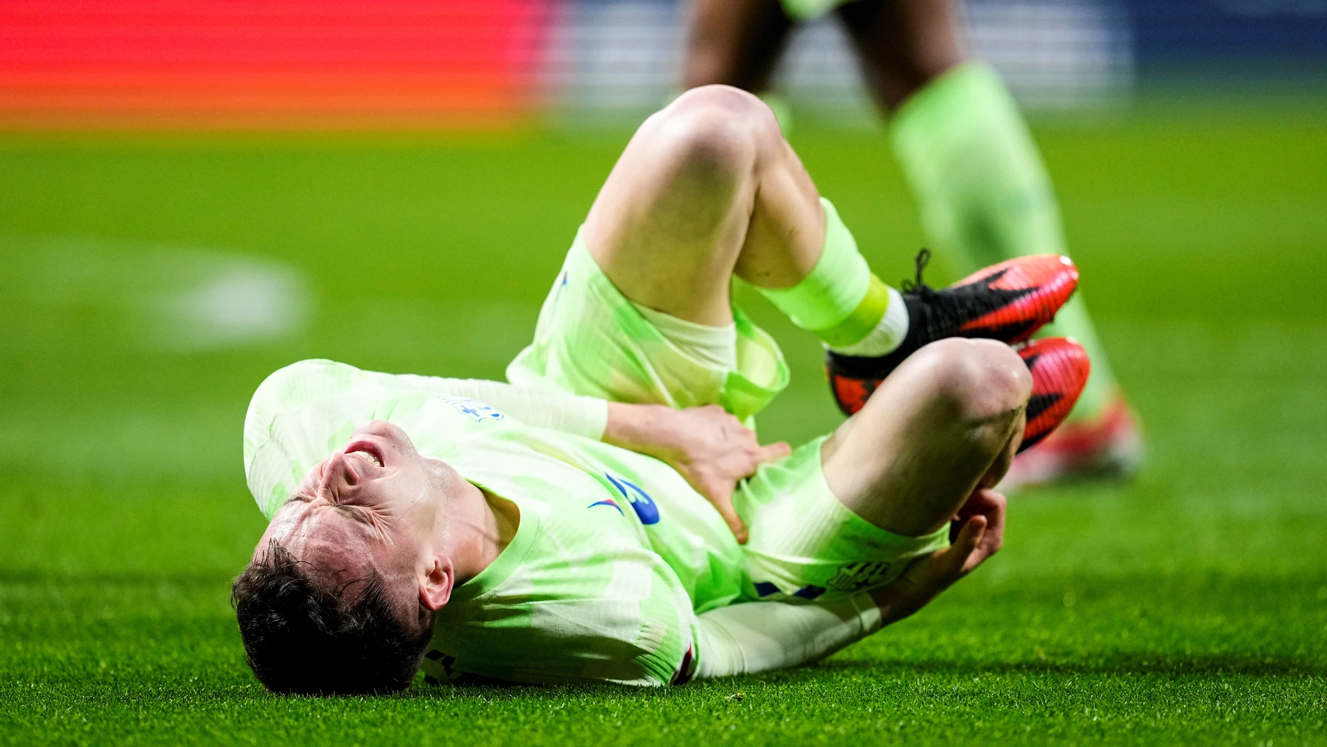 Marc Casado of FC Barcelona laments during the Spanish League, LaLiga EA Sports, football match played between Atletico de Madrid and FC Barcelona at Riyadh Air Metropolitano stadium on March 16, 2025, in Madrid, Spain. AFP7 16/03/2025 ONLY FOR USE IN SPAIN