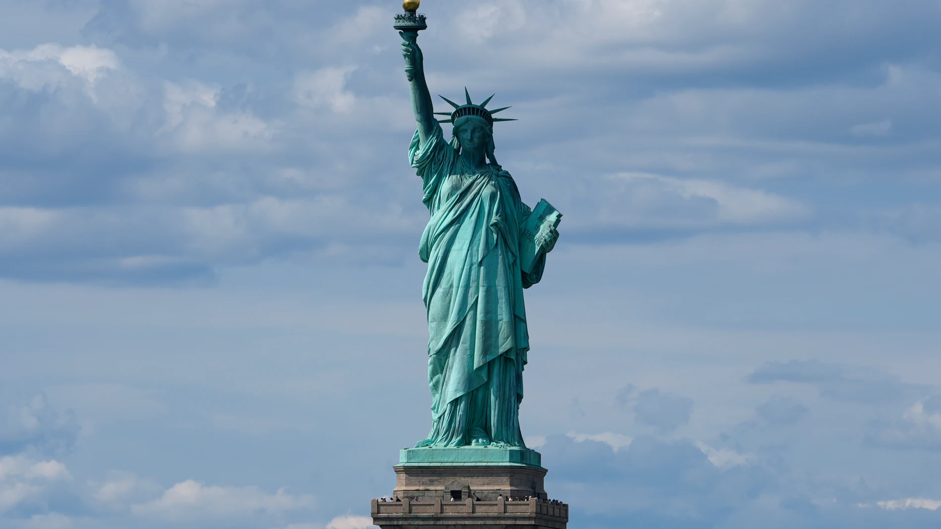 FILE - The Statue of Liberty is seen from the Staten Island Ferry, Monday, Sept. 9, 2024, in New York. (AP Photo/Pamela Smith, file)