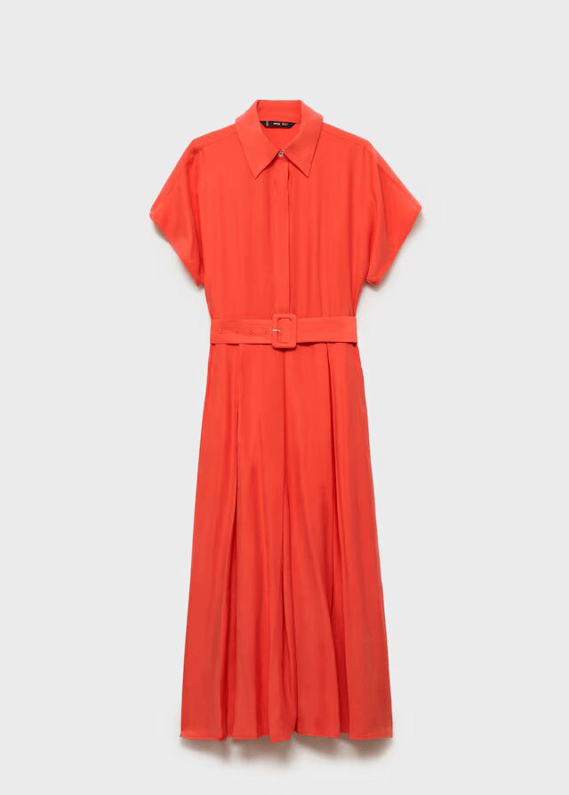 Vestido midi evasé cinturón