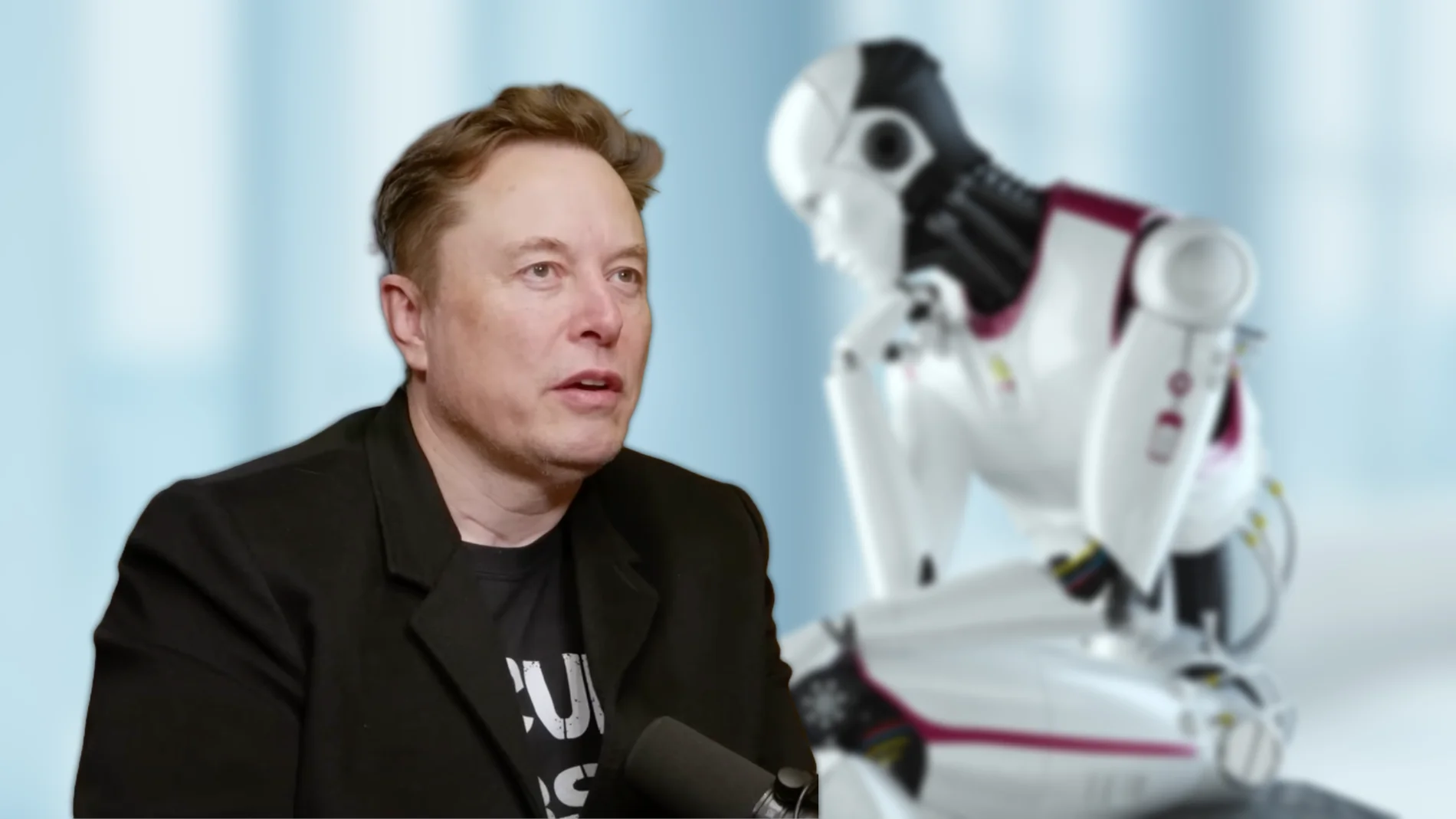 Elon Musk y un robot humanoide