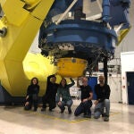 Parte del equipo de Panic-4K después de instalar el instrumento en el telescopio de 2,2 metros del Observatorio de Calar Alto, en Gérgal (Almería)