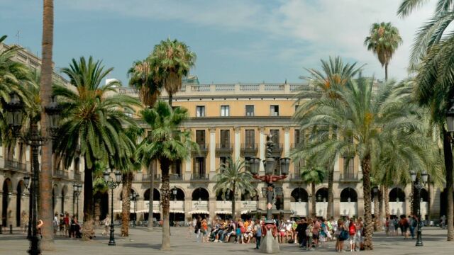 La plaza Reial de Barcelona en la actualidad