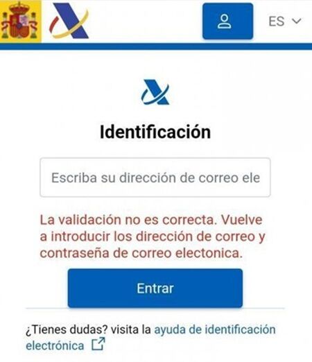 página falsa Agencia Tributaria