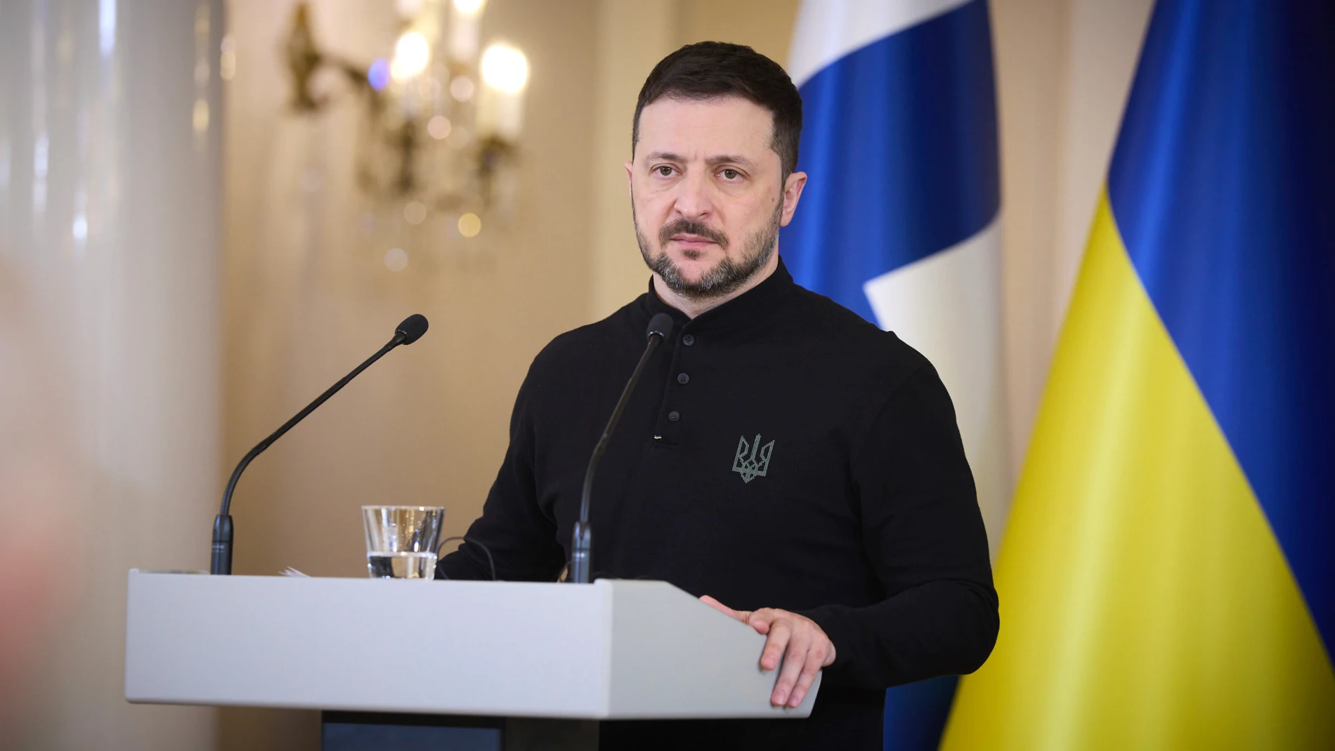 March 19, 2025, Helsinki, Finland: Ukrainian President Volodymyr Zelenskyy, listens to a question during a joint press conference hosted by Finnish President Alexander Stubb at the Presidential Palace, March 19, 2025 in Helsinki, Finland. Europa Press/Contacto/Pool /Ukrainian Presidentia 19/03/2025 ONLY FOR USE IN SPAIN