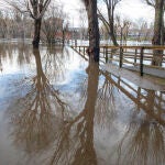 Las intensas lluvias provocan el desbordamiento del río Adaja a su paso por Ávila