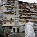 Aftermath of overnight drone attack in Kyiv