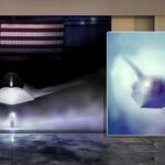Dos imágenes generadas por ordenador del futuro avión F-47 de EEUU