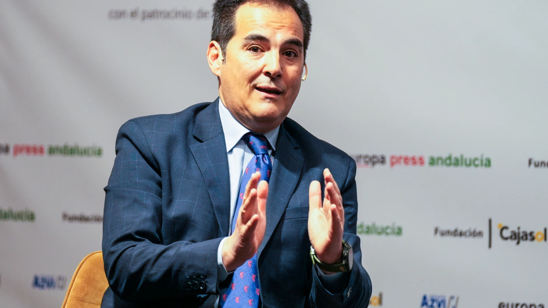El consejero de Justicia, Administración Local y Función Pública de la Junta de Andalucía, José Antonio Nieto, durante los desayunos informativos de Europa Press Andalucía en la Fundación Cajasol, a 24 de marzo de 2025 en Sevilla (Andalucía, España). El consejero de Justicia, Administración Local y Función Pública de la Junta de Andalucía, José Antonio Nieto, ha participado en los desayunos informativos de Europa Press Andalucía bajo el título 'Andalucía ante el reto demográfico’. 24 MARZO 2...