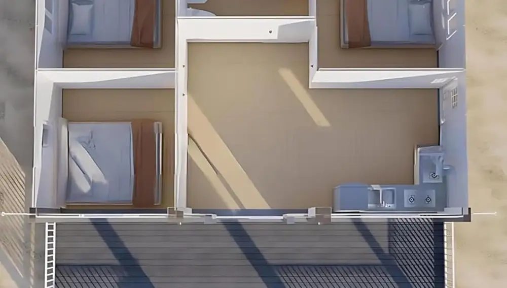 Plano interior de esta minicasa modular prefabricada