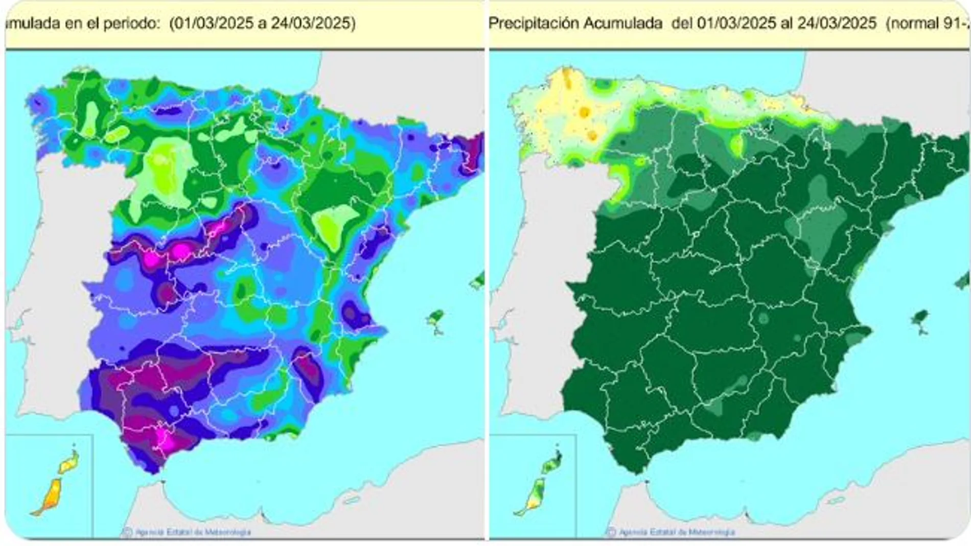 Ya es el tercer marzo más lluvioso de la serie, que arranca en 1961