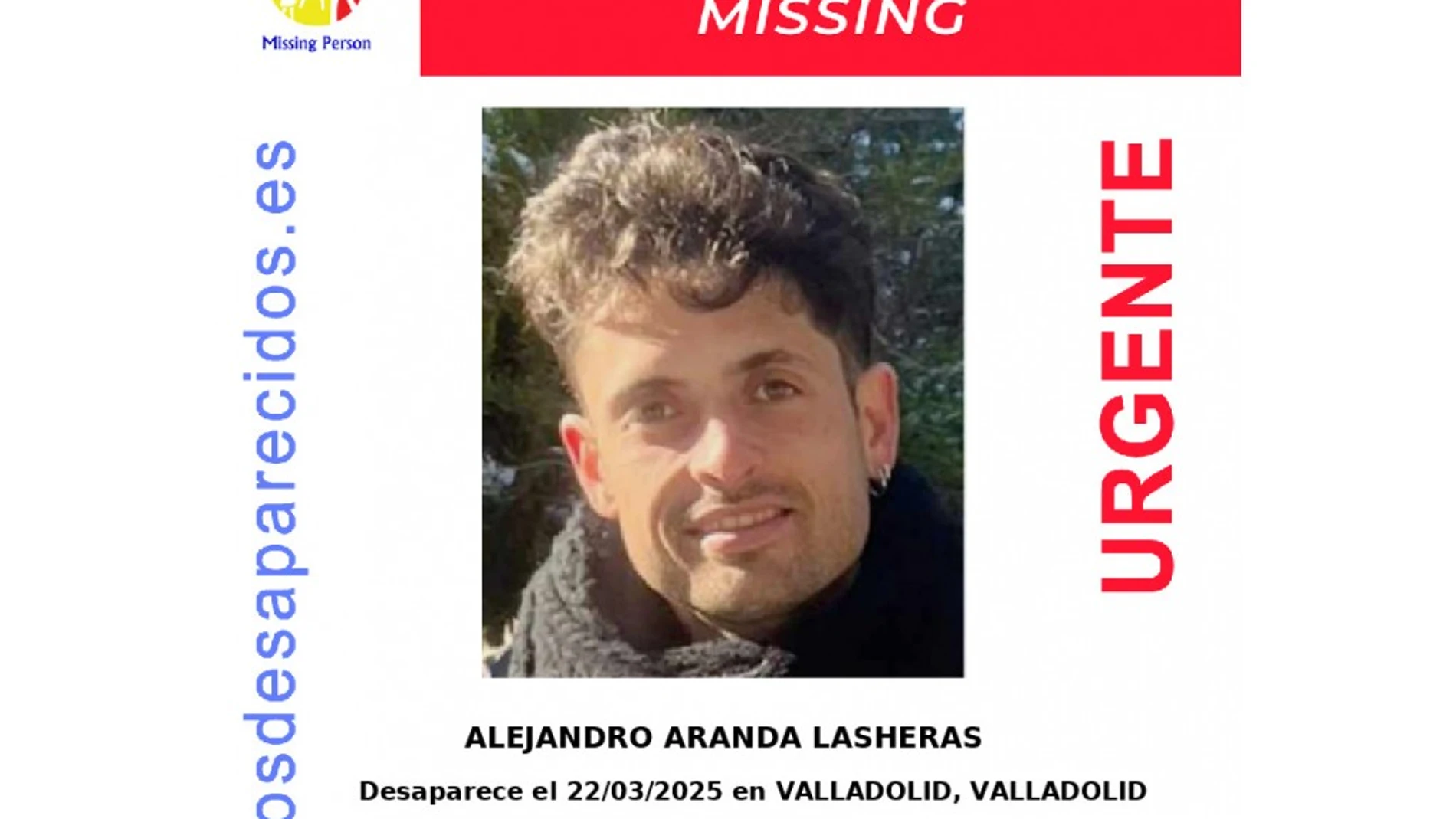 Alejandro Aranda Lasheras, de 30 años de edad y natural de Alcalá de Moncayo (Zaragoza), desaparecido en Valladolid
