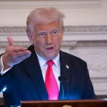 US President Donald Trump participates in the White House Iftar Dinner