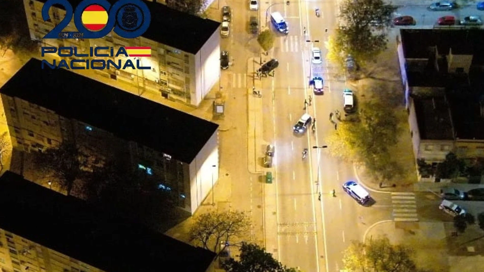 Vista desde un dron del despliegue policial en Jerez el pasado fin de semana