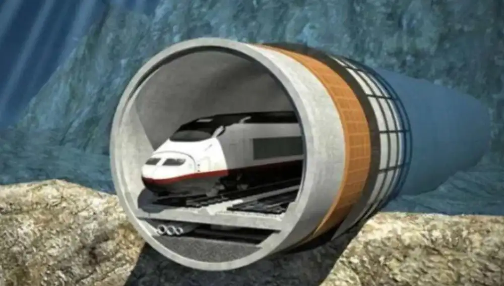 Simulación del túnel de Gibraltar entre España y Marruecos.