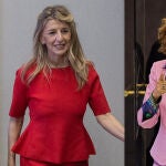 Montaje de Yolanda Díaz y María Jesús Montero