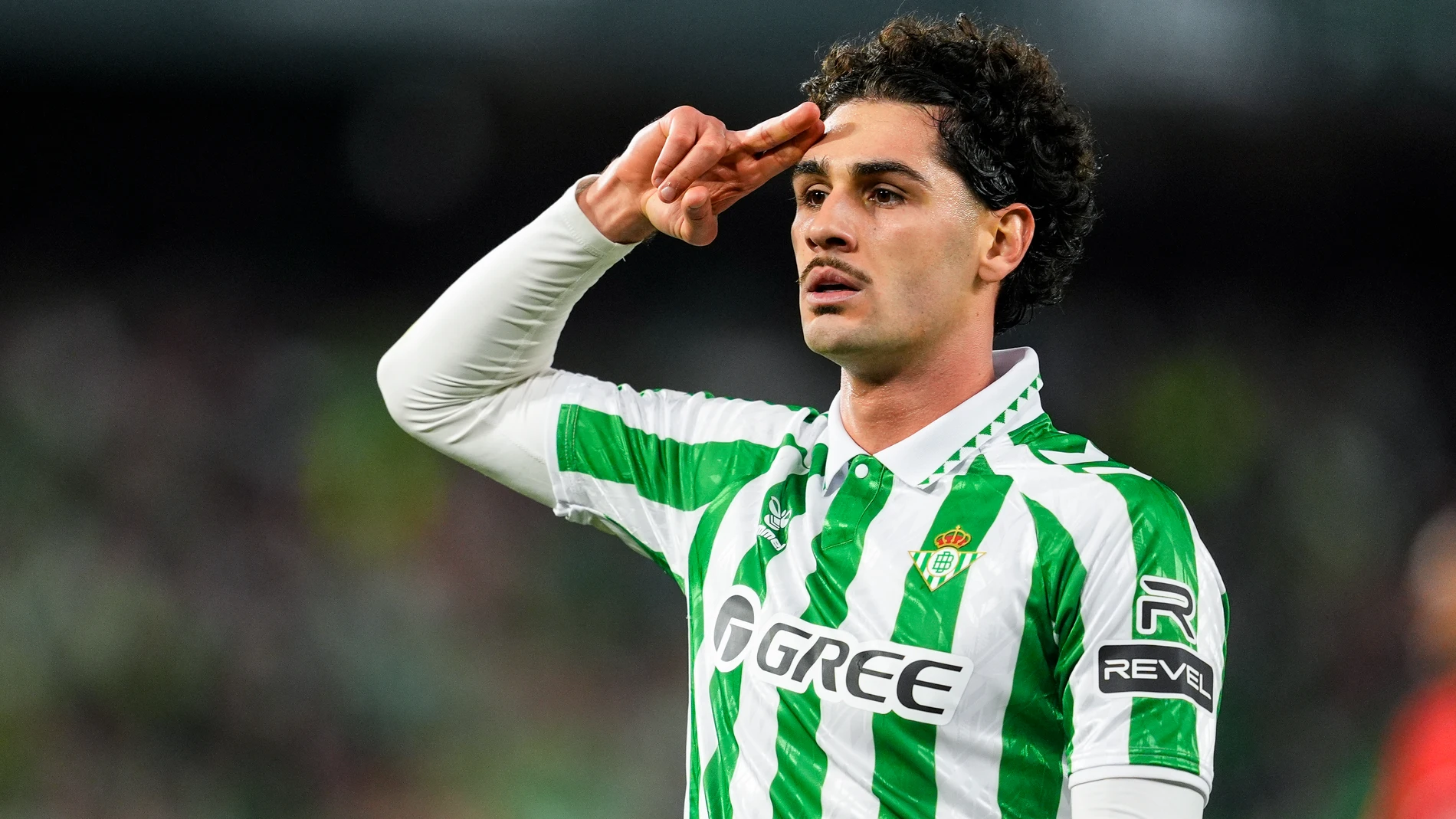 Johnny Cardoso of Real Betis celebrates a goal during the Spanish league, LaLiga EA Sports, football match played between Real Betis and Sevilla FC at Benito Villamarin stadium on March 30, 2025, in Sevilla, Spain. AFP7 30/03/2025 ONLY FOR USE IN SPAIN