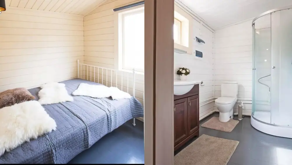 La habitación principal y el baño