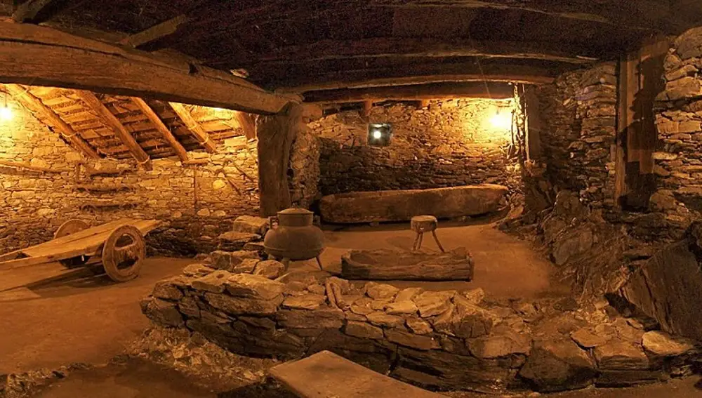 Interior de una palloza.